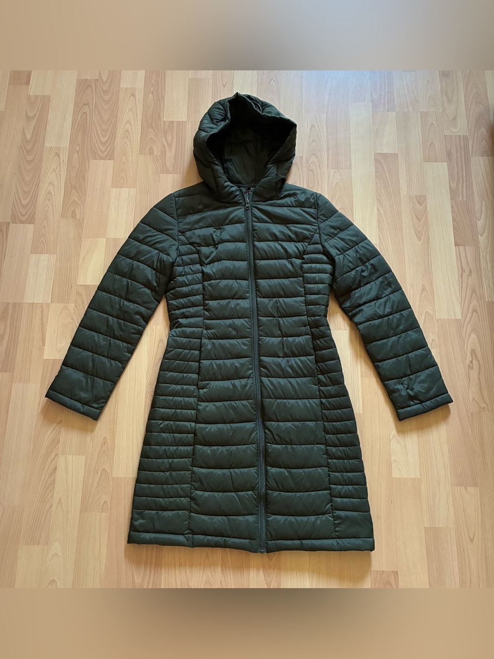 Love Tree Womens Winter Puffer Coat Sz S Olive Green Hooded Jacket Ultralight